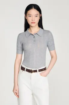 Женское серое шерстяное поло Серый L Sandro SFPPU02787_Grey