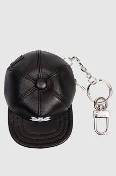 Черный кожаный брелок для ключей HAT