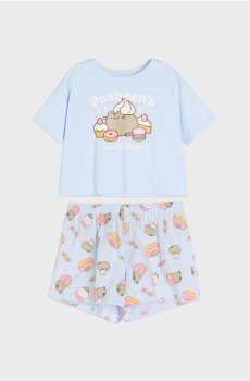 Бавовняна двочастинна піжама з принтом Pusheen the Cat - блакитний