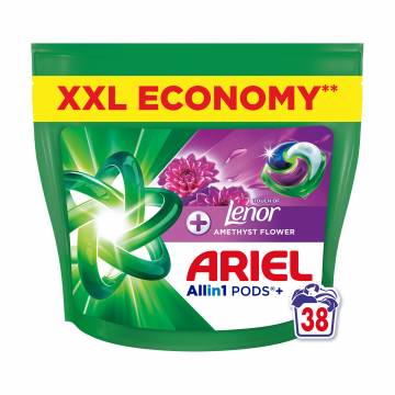 Капсулы для стирки ARIAL Pods+ All-in-1 Touch Of Lenor Amethyst Flower, 38 стирок, 38 шт Капсулы для стирки ARIAL Pods+ All-in-1 Touch Of Lenor Amethyst Flower, 38 стирок, 38 шт