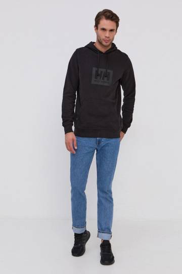 Хлопковая кофта Helly Hansen цвет чёрный с принтом 53289-597 Хлопковая кофта Helly Hansen цвет чёрный с принтом 53289-597