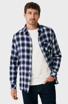 Мужская темно-синяя рубашка в клетку Long sleeve Синий S Mexx MF007202343M