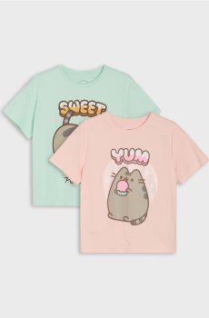 Бавовняні футболки з принтом 2 шт Pusheen the Cat - різнобарвний