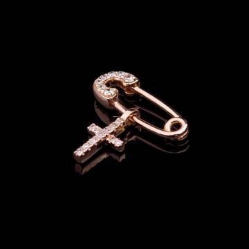 Золотая булавка "Крестик" с бриллиантами 217288ch Золотая булавка "Крестик" с бриллиантами 217288ch
