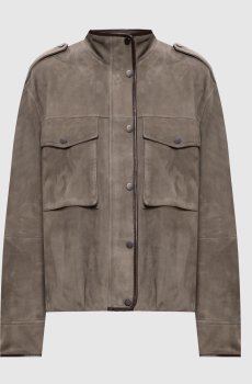 Замшевая куртка цвета хаки