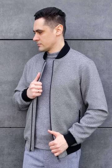 Мужской светло-серый бомбер с кашемира AP-2502-C-light-grey Мужской светло-серый бомбер с кашемира AP-2502-C-light-grey