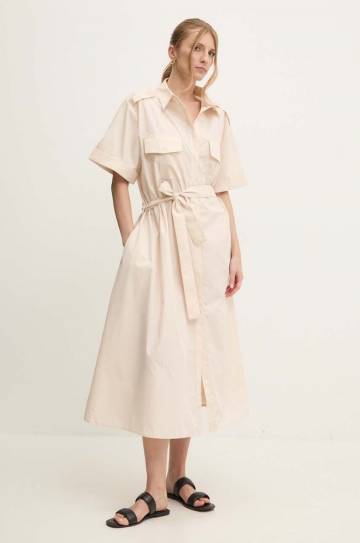 Платье Answear Lab цвет бежевый midi oversize Платье Answear Lab цвет бежевый midi oversize