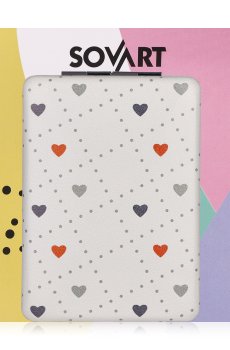 Зеркальце Sovart компактное, прямоугольное, серые сердца, 1 шт