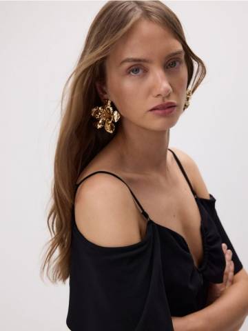 Reserved - Сережки у формі квітів - золотий - 890CO-GLD