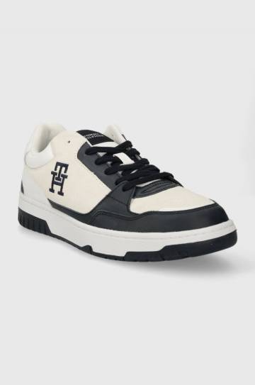 Кожаные кроссовки Tommy Hilfiger TH BASKET STREET SUEDE MIX цвет синий FM0FM04873 Кожаные кроссовки Tommy Hilfiger TH BASKET STREET SUEDE MIX цвет синий FM0FM04873