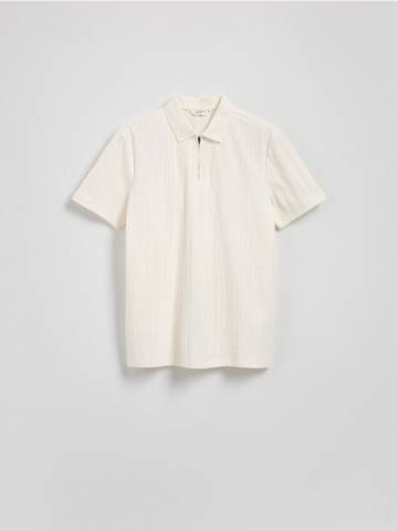 Reserved - Сорочка поло regular fit із текстурованого трикотажу - кремовий - 754EC-01X Reserved - Сорочка поло regular fit із текстурованого трикотажу - кремовий - 754EC-01X