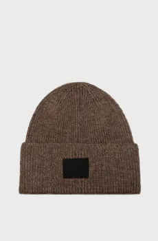 Мужская коричневая шапка RUBBERIZED BEANIE Коричневый ONESIZE Calvin Klein K50K512458