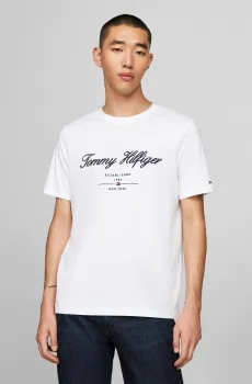 Мужская белая футболка SCRIPT LOGO Белый XL Tommy Hilfiger MW0MW33691