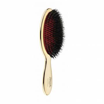 Щетка для волос Janeke Mini Hair Brush Золотая, с хромированным покрытием и щетиной кабана, размер S Щетка для волос Janeke Mini Hair Brush Золотая, с хромированным покрытием и щетиной кабана, размер S
