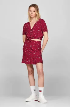 Женская красная юбка с узором TJW FLORAL TIERED MINI Красный XS Tommy Jeans DW0DW18494