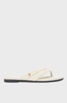 Женские белые кожаные вьетнамки ELEVATED TOE POST Белый 37 Tommy Hilfiger FW0FW09216
