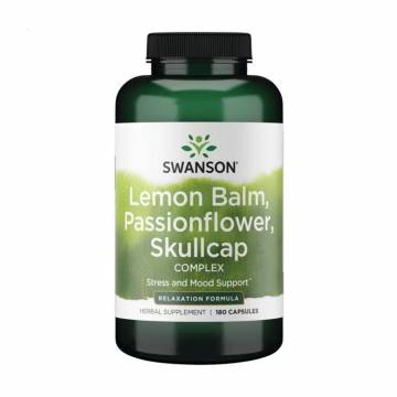 Комплекс мелиссы, страстоцвета и шлемника Swanson Lemon Balm, Passionflower, Skullcap Complex, 180 капсул