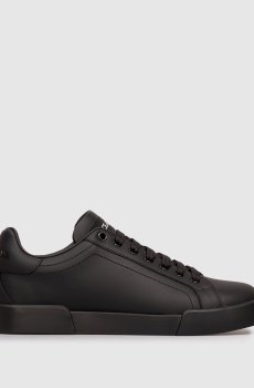 Черные кожаные кроссовки Portofino
