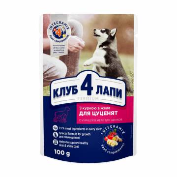 Влажный корм для щенков Club 4 Paws Premium с курицей в желе, 100 г Влажный корм для щенков Club 4 Paws Premium с курицей в желе, 100 г