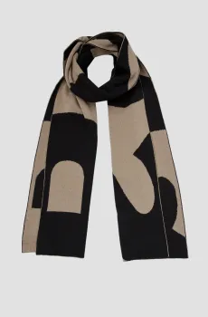 Мужской черный шерстяной шарф Черный ONESIZE BOSS 50499412;001