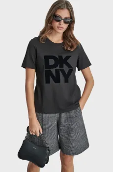 Женская темно-серая футболка Серый S DKNY D2G4A221