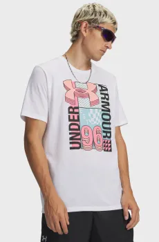 Мужская белая футболка UA M LOGO COLLAGE SS Белый M Under Armour 6009244-100