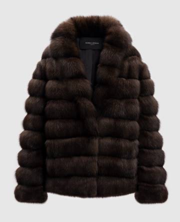 Коричневая шуба из меха соболя