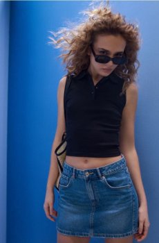 Джинсова спідниця з ефектом вицвітання - синій