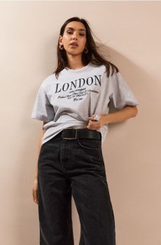 Бавовняна футболка з написом London - сірий