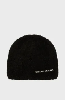 Женская черная шапка TJW LINEAR LOGO TEDDY BEANIE Черный ONESIZE Tommy Jeans AW0AW17058