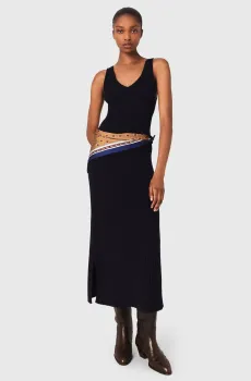 Женское темно-синее шерстяное платье 2в1 Синий 38 MAJE MFPRO04459_Navy