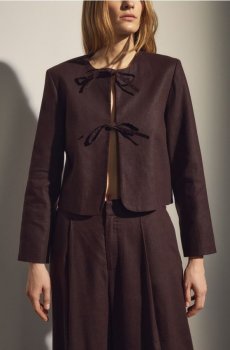 Reserved - Жилет для костюма з льону - темно коричневий - 536AO-89X