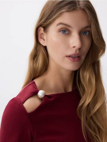 Reserved - T‑shirt з декоративною деталлю - буряковий - 451FS-83X