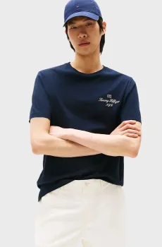 Мужская темно-синяя футболка OUTLINE FLAG SCRIPT Синий S Tommy Hilfiger MW0MW39360
