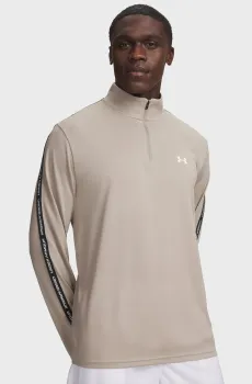Мужская бежевая спортивная кофта UA Tech Taping 1/2 Zip-BRN Бежевый L Under Armour 6012357-203