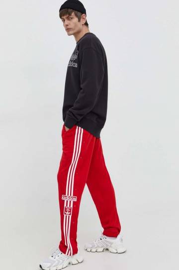Спортивные штаны adidas Originals цвет красный с аппликацией Спортивные штаны adidas Originals цвет красный с аппликацией