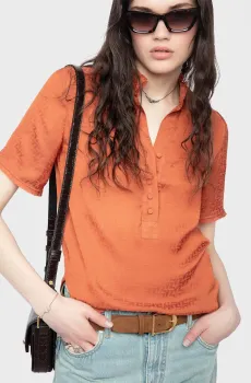 Женская терракотовая блуза Topher Красный M ZADIG&VOLTAIRE WWTO01998_SIENNA