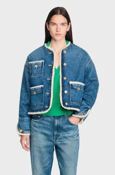 Женская синяя джинсовая куртка Синий 40 Sandro SFPBL01177_Blue Jean