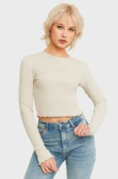 Женский бежевый лонгслив Бежевый S Tally Weijl STSCOOURLAO