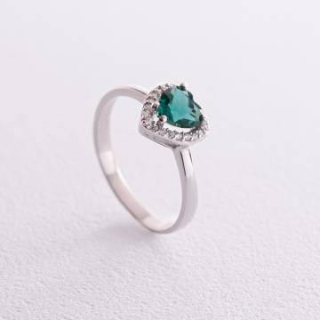 Серебряное кольцо "Сердечко" с кварцом и фианитами 1828/1р-QGR Серебряное кольцо "Сердечко" с кварцом и фианитами 1828/1р-QGR