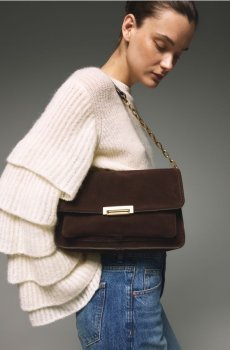 Reserved - Замшева сумка через плече - темно коричневий - 848FC-89X