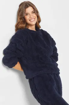 Женский темно-синий свитшот с узором NALANE Синий XS Etam 6542649