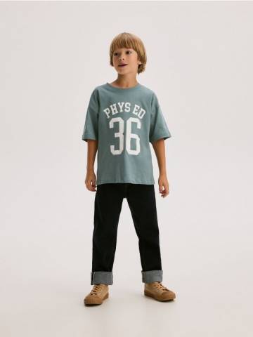 Reserved - Бавовняна футболка оверсайз - зелений - 961BE-77X