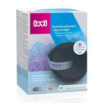 Лактационные прокладки LOVI Discreet Elegance, черные, 40 шт (19/612) Лактационные прокладки LOVI Discreet Elegance, черные, 40 шт (19/612)