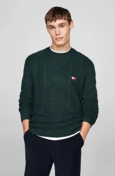 Мужской зеленый джемпер TJM SLIM CABLE KNIT CNECK Зеленый XL Tommy Jeans DM0DM19440