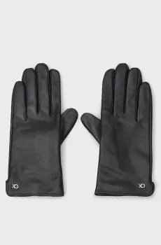 Женские черные кожаные перчатки CK METAL LEATHER GLOVES Черный S-M Calvin Klein K60K612630
