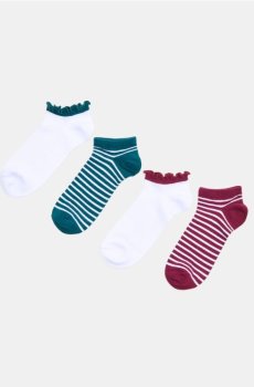 Ребристі шкарпетки-следки з бавовною 4 pack - різнобарвний