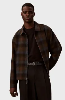 Мужская коричневая шерстяная рубашка-пальто в клетку FLANNEL Коричневый M Calvin Klein LV04LD425G