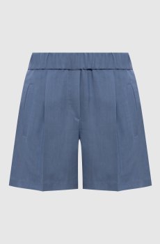 Голубые шорты с льном