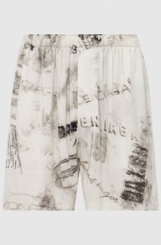 Шорты цвета айвори с принтом логотипа